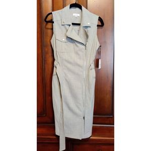 Calvin Klein gray zip up dress with belt NWT